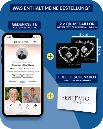 Erinnerungs-Medaillon + Gedenkseite