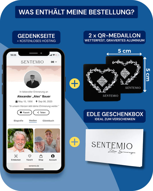 Erinnerungs-Medaillon + Gedenkseite